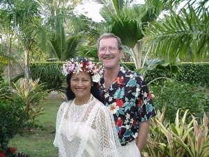 Mrs Pai Chambers in theirs garden